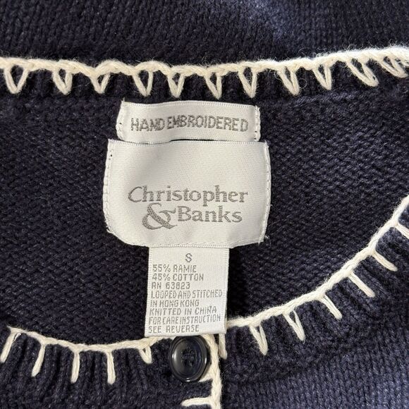 Vtg Holiday Cardigan Sweater Small Winter Christmas Hand Embroidered Grandmacore - Picture 11 of 12